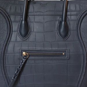 Celine Luggage Phantom, Navy Croc Leather